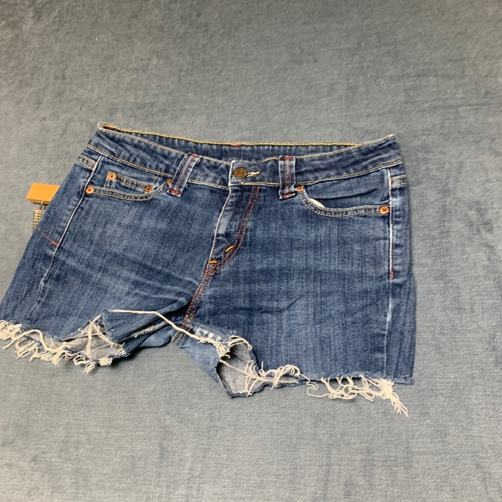 Levi's Womens Cut Off Shorts 30 Blue Denim Medium Wash Zip Fly Frayed Hem
